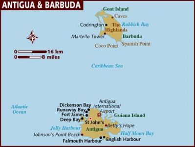 Map Of Antigua & Barbuda